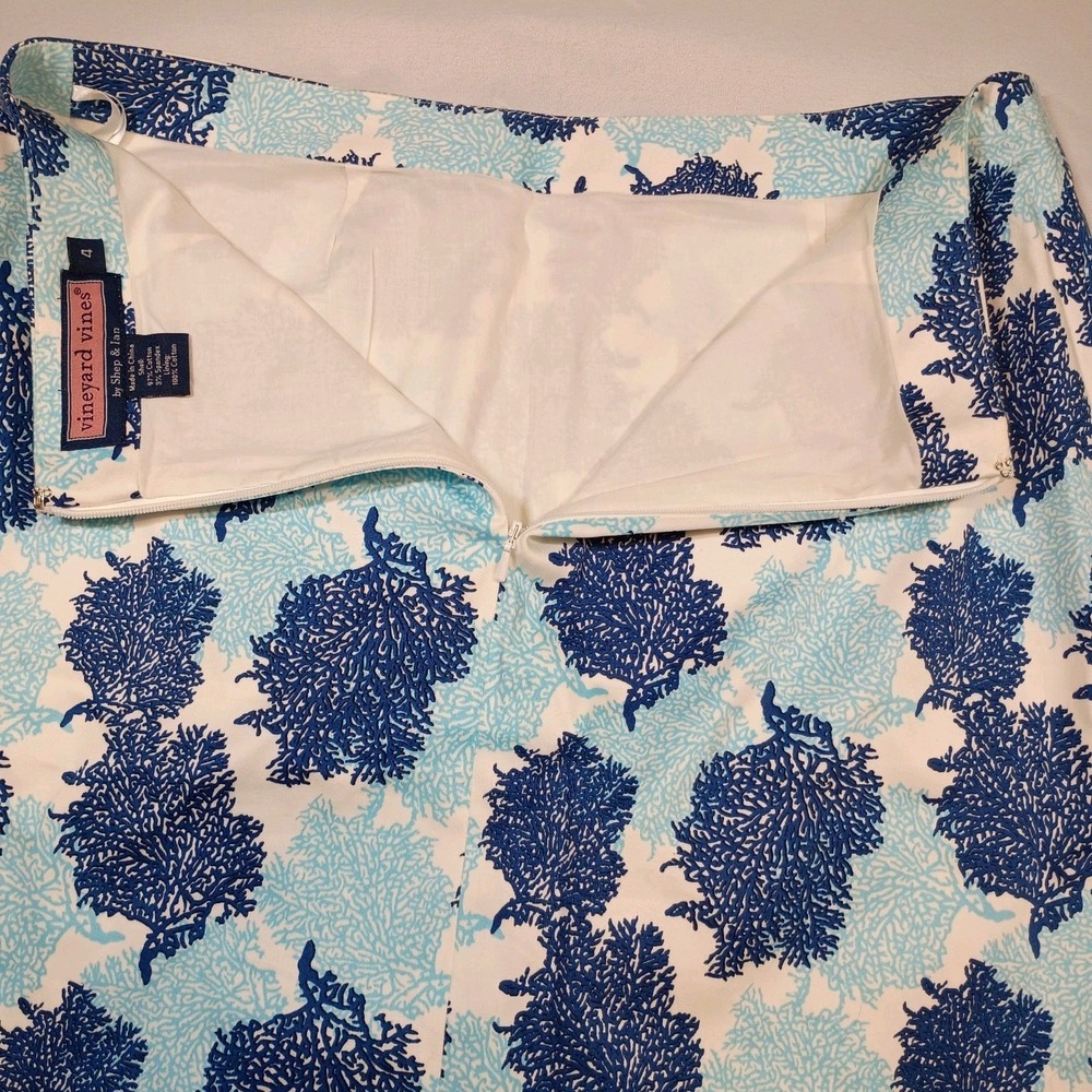 Vineyard Vines Skirt Womens 4 Blue All Over Print‎ Coral Casual Beach Preppy - Picture 8 of 8